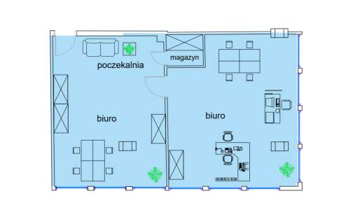 Jasne biuro z trzema pomieszczeniami - 59m 