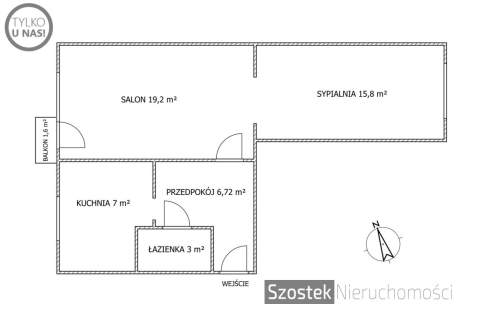 2 pokojowe z balkonem w pobliżu alei Pokoju