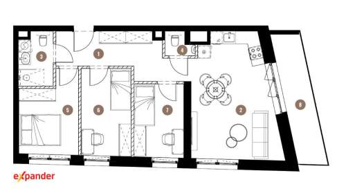 4 pokoje premium przy Spodku Balkon 8,8m2