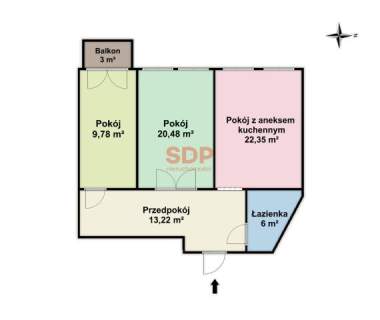Przestronne 3 pokoje 72,4 m2 po remoncie Balkon