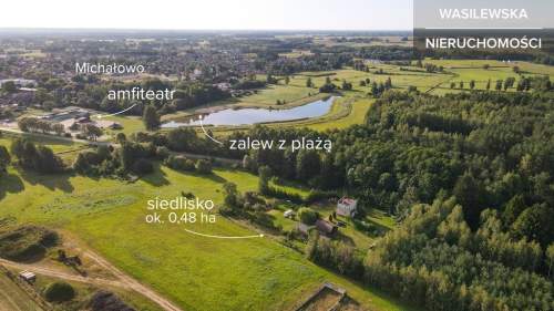 Siedlisko 2 domy, budynki gospodarcze, staw