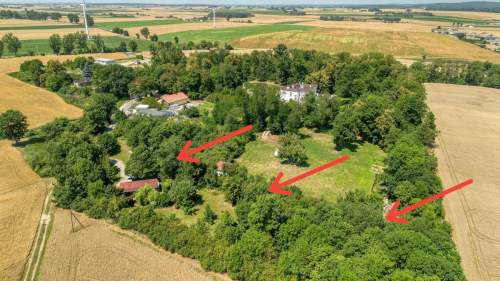 Domek całoroczny w otoczeniu drzew 