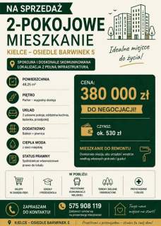 Mieszkanie do remontu 2-pokojowe, Barwinek, Kielce