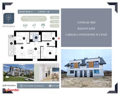Nowe 58m / 3 pokoje / 1 piętro /balkon / 2 MP / 0%Prowizji