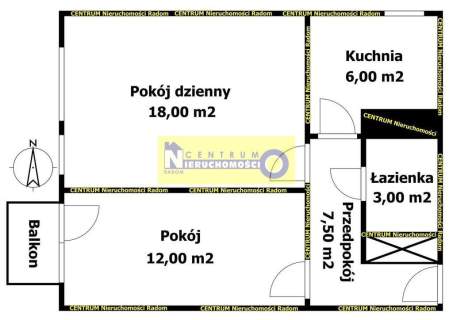 Centrum,ul.Słowackiego,M3, 46,50 m2, balkon, winda