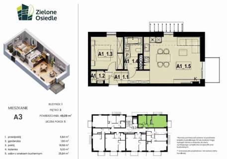Nowe mieszkanie 49m2 A3 Koszęcin Zielone Osiedle