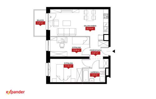Nowoczesne Mieszkanie 3-pokojowe 54,78 m2 Ołbin