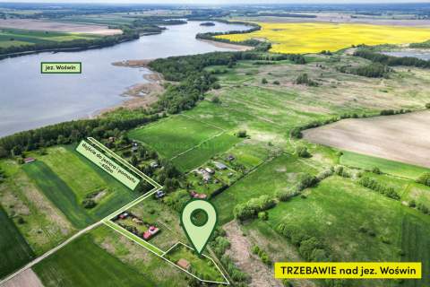 Działka nad jez. Woświn domek, pomost, WZ