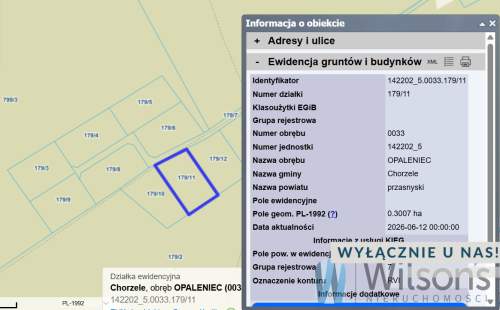 Działka rolna 3010 m2 / Opaleniec / Chorzele