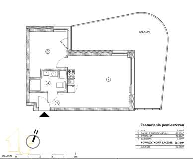 Międzyzdroje 2 pokoje 39,78 m balkon 32,06 m 