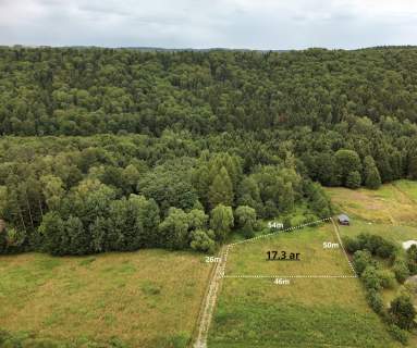 Działka budowlana pod lasem 1730m2, WZ, prąd