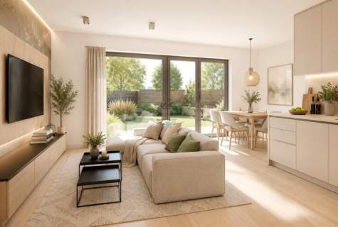 114m2 28m2 poddasza, ogród, salon od południowej strony