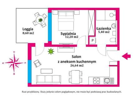 Ustawny, funkcjonalny apartament z dużym balkonem w pełni w