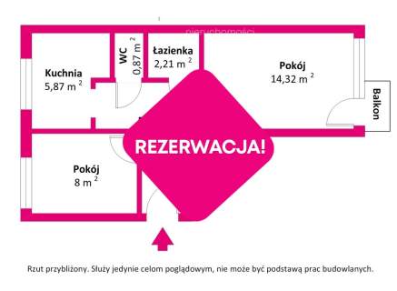 2 pokoje z balkonem 1 piętro Koło Sienkiewicza