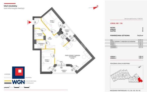 Mieszkanie na sprzedaż, 74,25 m2, Warszawa