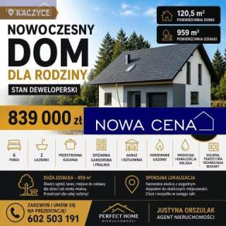 Nowoczesny dom 120,5 m2 na dużej działce 959 m2 - stan deweloperski