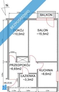 2 POKOJE 42,7 m BALKON OSOBNA KUCHNIA ŚWIETNA LOKALIZACJA