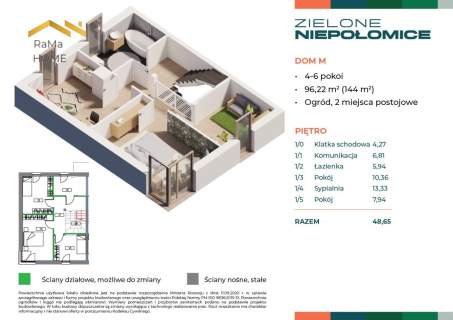 Dom z ogrodem 96 m 2 miejsca w cenie