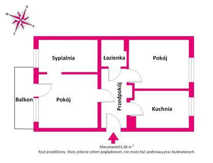 3 pokoje z balkonem 52,79 m2 ul. Kopernika