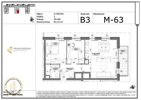 Ponikwoda 3 pokojowe mieszkanie 63,15 m2