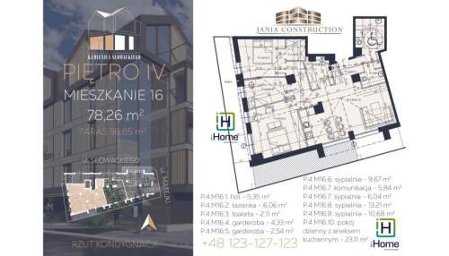 Penthouse-Garaż podziemny-Winda - 39m2 Taras