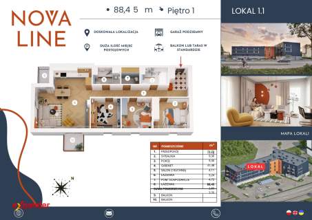 Nova Line / Metraże od 36,68 do 88,45 m / tarasy do 30,45 m