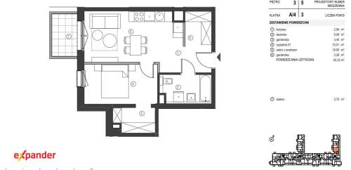 Funkcjonalne 2 pokoje 2 garderoby Balkon