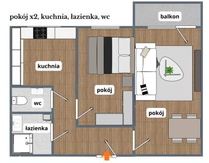 2 POKOJE 51 m PARTER ŚRODULA