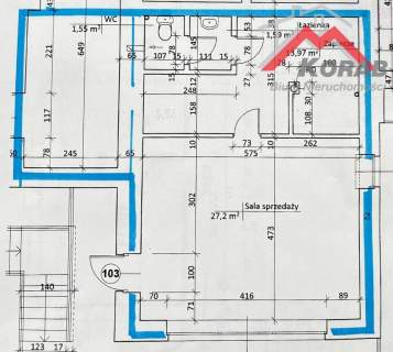 Lokal użytkowy 44 m wysoki parter z witryną