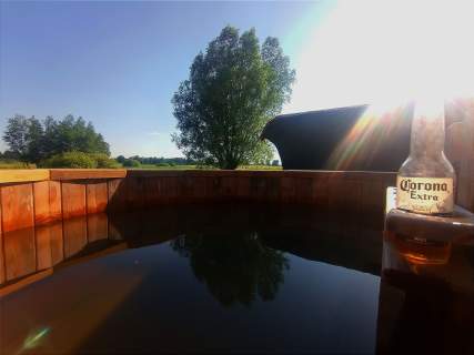 Dwa domki nad jeziorem, sauna, bania, basen, staw