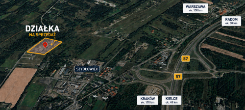 DZIAŁKI INWESTYCYJNE 1,6 HA PRZY TRASIE S7 SZYDŁOWIEC