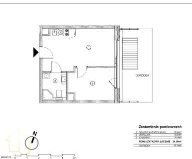 Międzyzdroje 2 pokoje 34,35 m prywatny ogród 16,74 m