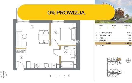 41m2 2pok balkon / winda
