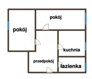 Dwupokojowe mieszkanie na drugim piętrze.
