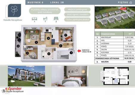 Nowe 58m / 3 pokoje / 1 piętro /balkon / 2 MP / 0%Prowizji