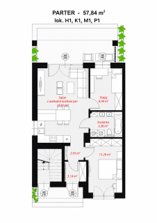 WIDOK NA ZIELEŃ 57,84M2, OGRÓD 140M2 - 20 MIN DO WARSZAWY S7