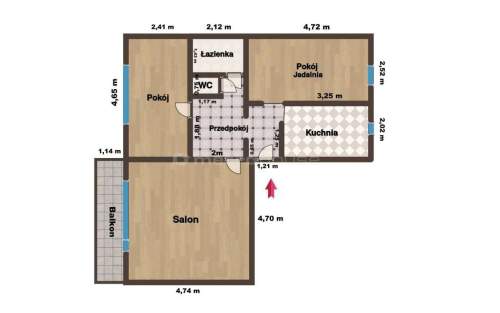 Słoneczne 63,52m2, 3 pokoje, CO miejskie, balkon
