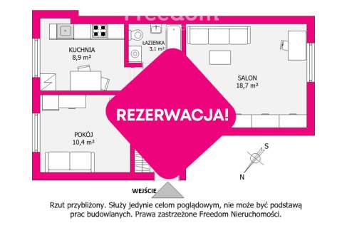 Osobne 2 pokoje, ul. Podleśna, 48,6 m2, I piętro