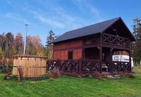 Dwa domki nad jeziorem, sauna, bania, basen, staw