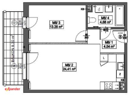 46,91m2 2pokoje balkon RUMIA bez PROWIZJI