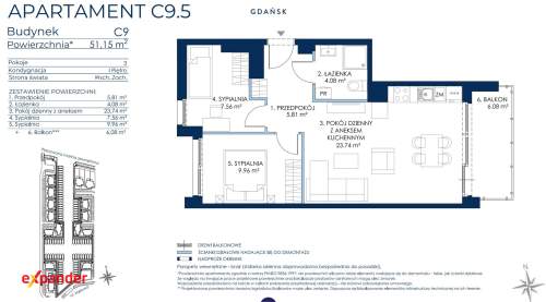Luksusowy apartament z balkonem, miejsce na jacht, MARINA