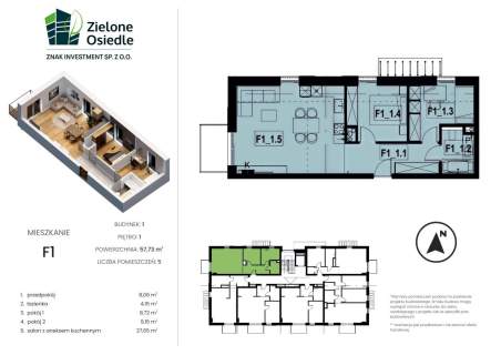 Nowe mieszkanie 58m2 F1 Zielone Osiedle Koszęcinie