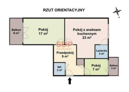 3-pokojowe mieszkanie z dwoma balkonami przy Pl. Grunwaldzkim
