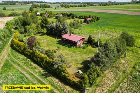 Działka nad jez. Woświn domek, pomost, WZ