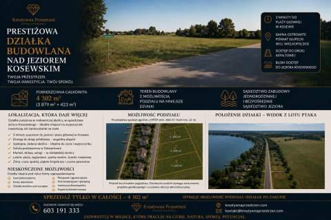 Dzialka budowlana na sprzedaż nad j Powidzkim Kosewo
