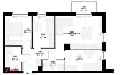Promocja 4pokoje balkon 64,9m2 Rokitki k.Tczewa Pomorskie