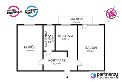 2 pokoje z balkonem - widok na zieleń 
