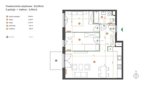 Komfortowe 3 pokoje balkon garaż KL
