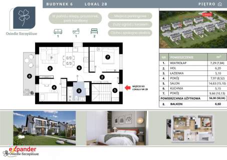 Nowe 58m / 3 pokoje / 1 piętro /balkon / 2 MP / 0%Prowizji