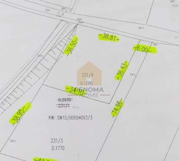 Działka budowlana 1200m2 wystawa południowa, cicha